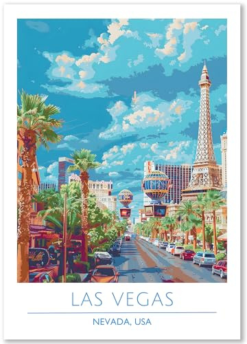 Happymotive – Las Vegas Poster Deko Schlafzimmer | Wanddeko & Wandbilder Wohnzimmer | Aesthetic Room Decor | Bilder & Kunstdrucke in A2 40x60, A3 30x40, A4 20x30 300g Papier ohne Rahmen