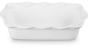 Le Creuset Heritage Kastenform aus Steingut, geriffelt, 22,9 cm, Weiß