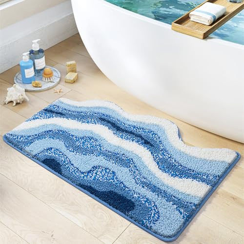 Trlyane Tappeto da Bagno, Tappetino Assorbente Antiscivolo Doccia, Soffice Lavabile in Lavatrice per Vasca, bagno e Doccia (Spiaggia estiva, 50x80cm)