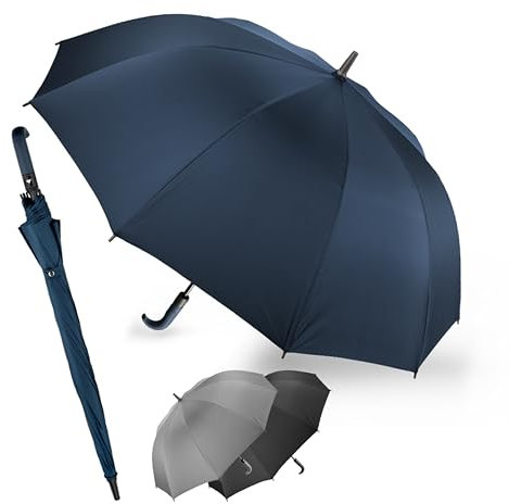LANGENBERG Stockschirm sturmfest LORD – [EXTRA SPANNWEITE] Regenschirm groß mit nachhaltiger Bespannung – Umbrella inkl. automatischer Öffnung, Windproof-Technologie und edlem Griff
