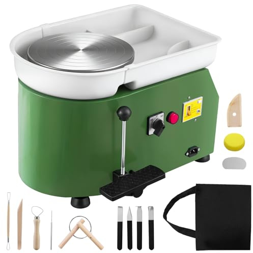 Pottery Wheels, Mini Pottery Wheel Electric Pottery Wheel 2000RPM Speed | Adjustable, 25cm Turntable with Removable ABS Basin, Foot Pedal Ceramic Pottery Making Tools Pottery Kit for Kids Adults