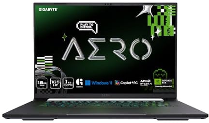 GIGABYTE AERO X16, Copilot+ PC - 165Hz 2560x1600 WQXGA - Prodotto da NVIDIA GeForce RTX 5070 - AMD Ryzen AI 7 350-1TB SSD con 16GB DDR5 RAM - Windows 11 Home - Space Gray - 1WH93USC94AH
