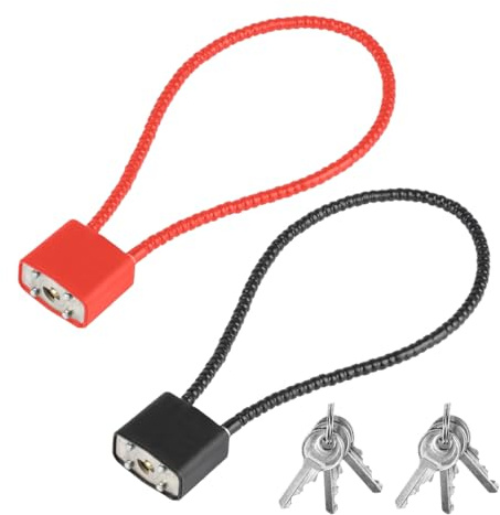 WUSJCOF 2 Unidades candado de Cable con Llave, candado de Cable pequeño con Arco Largo, candados para Equipaje, Maletas, Bicicletas, Cascos, taquillas y contenedores de Basura