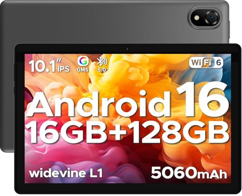 DOOGEE U10 Android 16 Tablette 10 Pouces avec Gemini AI, 16GB RAM+128GB ROM(2TB TF), Octa-Core Tablette Tactile, 5060mAh, 8MP+5MP, WiFi-6/Widevine L1/BT 5.0, Gris