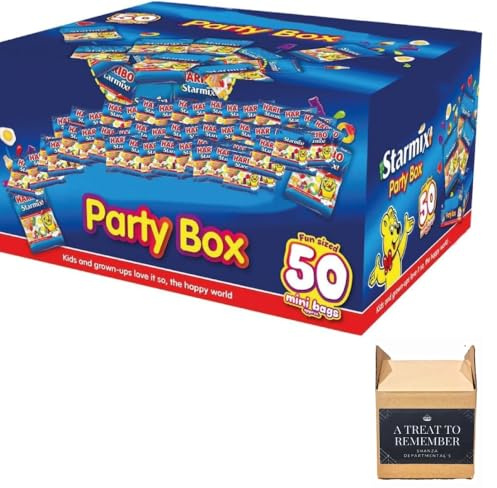Starmix Party Box – 50 Mini Bags (16g Each, 800g Total) | Fruit, Cola & Foam Gummies | Perfect Sweets for Parties, Sharing & Halloween Treats (1 Box)