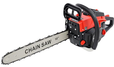 58cc 12.5 ft/s Benzin-Kettensäge 18 Zoll Benzin Baumpflegesäge,Automatische Kettenschmierung,2 Takt Motor Easy Start Handle Säge/Einhandsäge für Holzschnitt und Baumschnitt