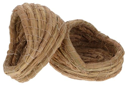 Hemobllo Lot de 2 Nids Tissés en Paille Naturelle pour Poulailler Pantoufle Nid de Couchage 15 CM Maisonnette pour Petits Animaux Lit Confortable pour Poules Pondeuses et Élevage