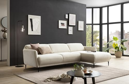 DOMO. collection Ecksofa Ambo, L-Form, verstellbare Rückenlehne, Longchair rechts, Garnitur, 269 x 156 x 73 cm (BxTxH), Creme