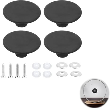 Saucepan Lid Knobs, 4 Pcs Black Pot Lid Knob, Pot Lid Handles with Screws, Suitable for Frying Pans and Casserole Lids, Universal Non-Slip Pots Handle Replacements (Black)