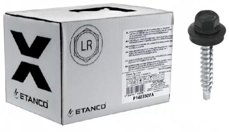 ETANCO GT02 Viti per lamiera trapezoidale, 4,8 x 35 mm, RAL 7021, grigio nero, 250 pezzi, autoforanti con guarnizione EPDM, in acciaio zincato, esagonale, per lamiera di metallo su legno