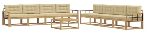 vidaXL Outdoor-Sofagarnitur 9 pcs Weiß und Beige 79 x 79 x 37 cm, Garten-Sofa Set, modulare Lounge für draussen, wetterfestes Mobiliar, robuster Pool-Bereich