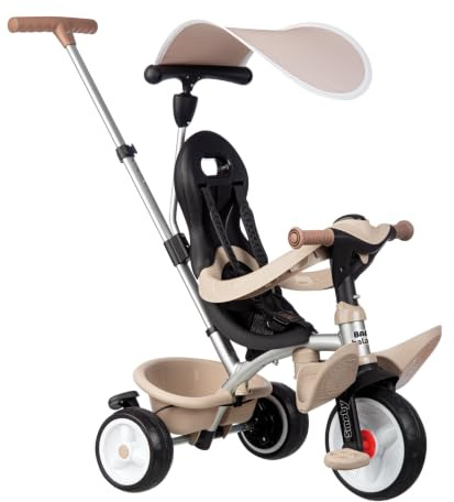 Smoby - Baby Balade Beige Dreirad - 3-in-1-Modell mit Eltern-Schiebegriff, Feststellbremse, Fußstütze und UV-Schutz-Sonnendach, ab 10 Monaten