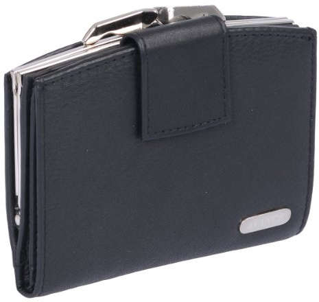 Damenknipsbörse AVANCO in Echt-Leder, schwarz, 12x9cm