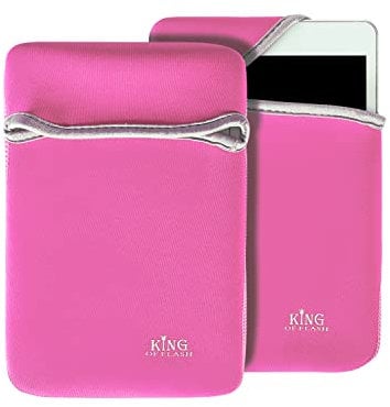King of Flash 7 7.9 Hot Pink Slim Soft Neoprene Sleeve for Android Tablets PC Pad Mini & other Devices Full Protection Reversible Padded Cover Case