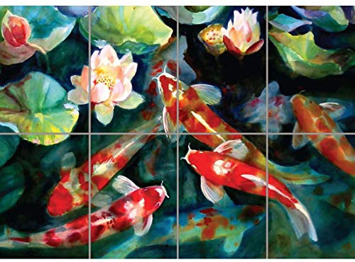 Doppelganger33 LTD Water Fish Pond Koi Carp XL Giant Panel Poster Art Print (8 Sections)