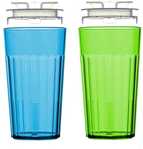 Reflo Smart Cup (Blue & Green 2-Pack) Open Training Cup, Toddler Cup, No Suction 6oz, 360 Control-Flow, USA MADE Premium High-Impact Plastic