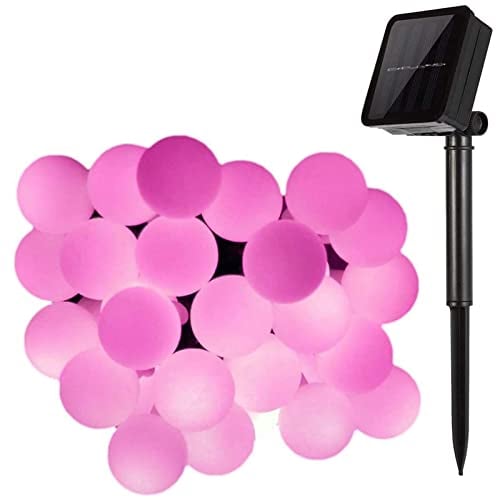 KEEDA Solar Globe Ball Lichterketten, 7 Meter 50er LED Solar Garten Lichterkette Beleuchtung, Solar Außen Lichterkette, Dekorative Lichter für Außen,Draußen, Weihnachten Dekoration(Rosa)