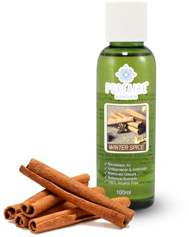 PureAire Essential Oil Blend Winter Spice 100ml Essential Oils For Diffusers For Home Aroma Essence for Diffusers Air Purifiers Aromatherapy Relaxation Botanical Extracts Water Soluble Fragrance Sweet