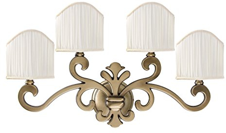 Premium Wandleuchte aus Messing bronziert Jugendstil E14 bis 40W 230V Stoff gewebt Schlafzimmer Flur Wohnzimmer Esszimmer Lampe Leuchte Beleuchtung Wandlampe