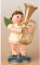 Hubrig Volkskunst Engel mit Tuba - 6,5cm / Weihnachtsengel - Original Erzgebirge Engel