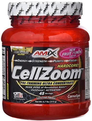 AMIX - Suplemento Deportivo - CellZoom en Formato de 315 g - Ayuda a Potenciar la Fuerza Explosiva - Contiene Creatina Monohidratada y Cafeína - Sabor a Fruit Punch