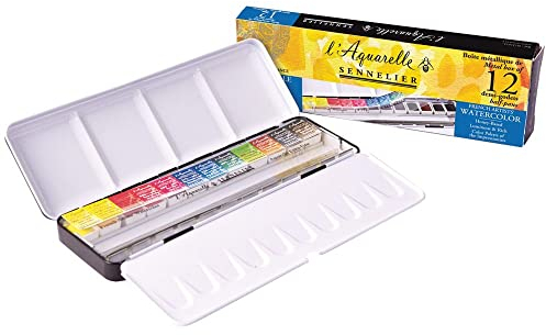 Boîte d'aquarelles extra-fines 12 demi-godets + 6 gratuits