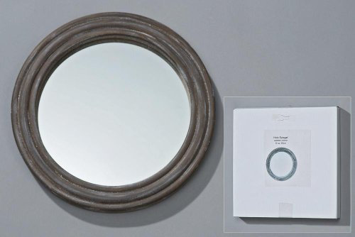 Wandspiegel, Deko-Spiegel mit Holzrahmen in grau, Ø ca. 25 cm