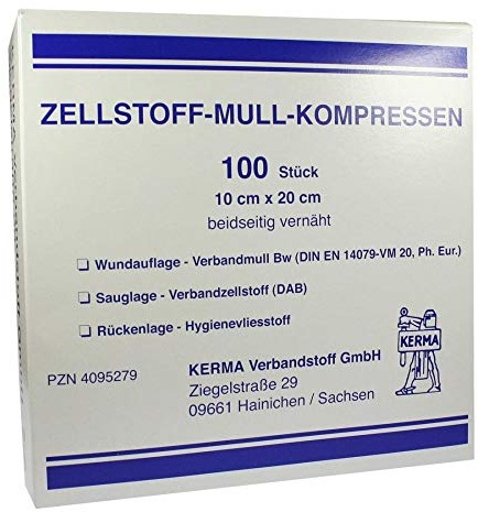 ZELLSTOFF MULLKOMPRESSEN 10x20 cm unsteril 100 St
