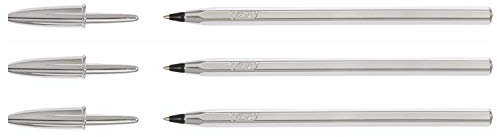 BIC 3 Stück Kugelschreiber Kristall limitierte Geburtstags-Edition, schwarz Tinte, Körper silber
