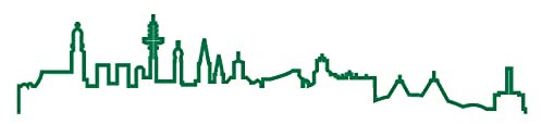 Skyline4u Hamburg Skyline Silhouette Wandtattoo 50 x 9,8cm grün