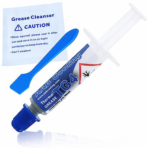AABCOOLING Thermal Grease 4-1g - Wärmeleitpaste Silber - Hoher Wärmeleitfähigkeit - Alle CPU-PC Kühler Prozessor, Wasserkühlung, Niedriger Thermischer Wiederstand, Paste, Wärmeleitpad 9.5 W/mK