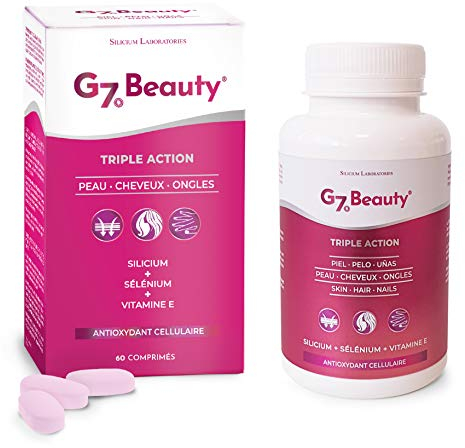 G7 Beauty. Antioxydant cellulaire. Silicium Enrichi En Vitamine E Et Sélénium. Aide Á Maintenir La Santé Et La Beauté De La Peau, Des Cheveux Et Des Ongles. 60 capsules.
