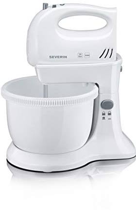 Severin 3810-000 HM 3810-Set Miscelatore Manuale con Ciotola e 300 W di Potenza, 5 velocità, Bianco e Grigio