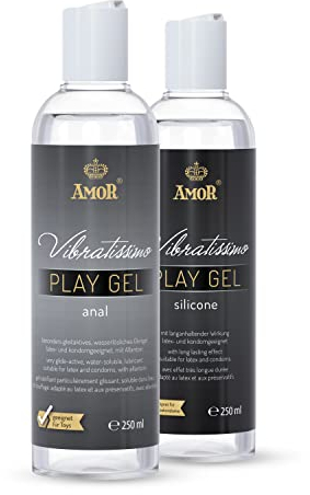 Vibratissimo Play Gel Anal & Silicone 2x250 ml I Gleitmittel extra gleitfähig I Gleitgel Set auf Wasserbasis & Silikonbasis I Lubricant Gel für Silikon Toys & Latexkondome geeignet