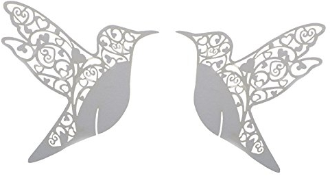 50er Platzkarten Taube ans Glas Tischkarte Hochzeit Deko Party Weiß Vögel