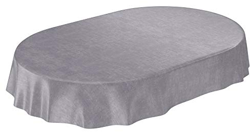 ANRO Tischdecke Wachstuchtischdecke Wachstuch Wachstischdecke Tischdecke Beton Grau Uni Urban Oval 180x140cm eingefasst