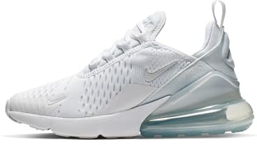 Nike Big Kids' Air Max 270 Shoes, White/White-Metallic Silver, 5Y