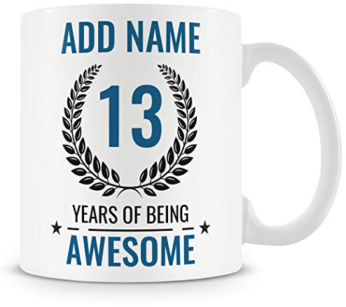 Personalised 13th Birthday Mug for Boys, Funny Novelty Gift Idea | 13th birthday gifts boy - gifts for boys, son, gift ideas - 13 Years of Being Awesome personalised keepsake