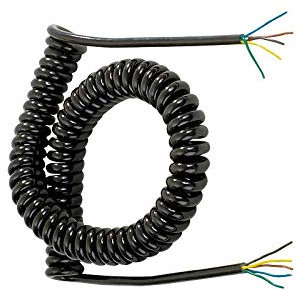MAXTER Cordon Spiralé Nu PVC - 5 Conducteurs - Longueur 7M