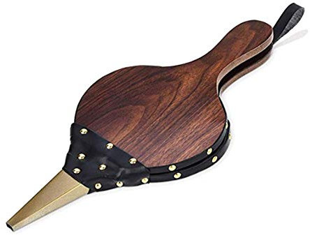 NANANA Blasebalg Hölzerner Kamin Balg-manuelles Luftgebläse Aus Holz Kamingebläse Handgebläse Kaminzubehör Gebläse Grillwerkzeug, Blasebalg mit Lederband für Kamin und Grill,39.88x18.03cm,A