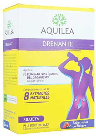 AQUILEA Drenante 15 Sticks Solubles Sabor Frutas del Bosque - Para Eliminar Líquidos - Con 8 Extractos Naturales - Complemento Alimenticio