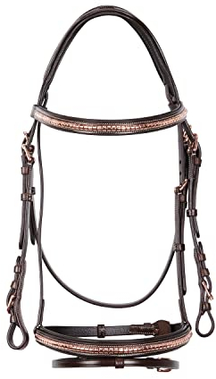 EQUESTRO BRIGLIA CLINCHER ROSE GOLD OHNE REDINI, COB, dunkelbraun, 1