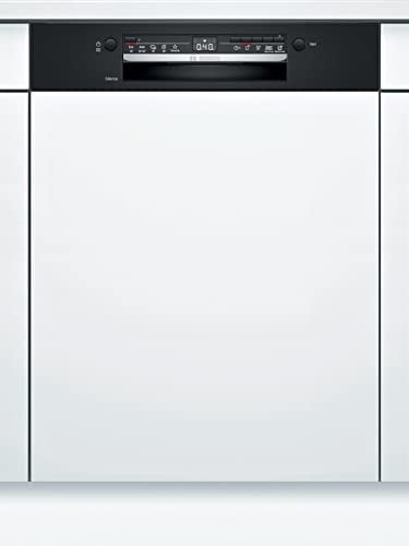 Bosch SMI2ITB33E Serie 2, Lavastoviglie da incasso con frontalino, Home Connect, Diagnostica da remoto, Assistente al lavaggio, Programma Preferito, EcoDosage, Nero, 60 cm