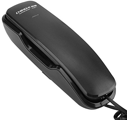 PUSOKEI Telefono a Parete con cancellazione del Rumore Trimline Telefono con Filo Telefono Fisso a Muro per la casa con ID chiamante(Nero)