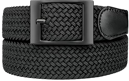 Bluecton Übergröße Gürtel stretchgürtel elastischer flechtgürtel geflochtener herren damen Gürtel Groß und hoch Schwarz Business Schnalle Größe 100cm