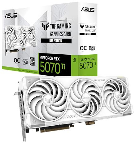 ASUS TUF Gaming GeForce RTX 5070 Ti 16GB GDDR7 BTF White OC Edition Tarjeta gráfica (NVIDIA DLSS 4, Ranura 3,125, PCIe 5.0, 3 x DisplayPort 2.1b, 2 x HDMI 2.1b, GC-HPWR, Blanco
