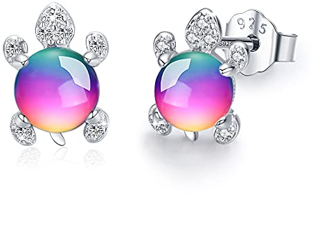 TRISHULA Schildkröte Ohrringe 925 Sterling Silber Kristall Ohrstecker Hypoallergene Ohrringe Tier Schmuck Geburtstagsgeschenk für Kinder Frauen Mädchen