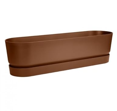 elho Greenville Pflanzgefäß Lang 70 - Übertopf für Außen - 100% recyceltem Plastik - Ø 69.0 x H 18.5 cm - Braun/Ingwer Braun