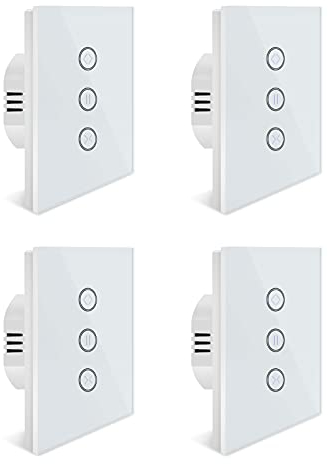 Alexa rolladenschalter, WLAN Rolladenschalter, Smart Jalousien Schalter mit Touch Panel Kompatibel mit Alexa und Google Home, APP Steuerbar und Timer-Funktion, 4Pack