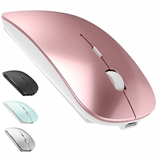 LEAPEST Kabellose Bluetooth Maus für MacBook Pro/Air/Mac/iPad/Laptop/Desktop/Mac/PC/Computer/Telefon - Tragbare schlanke, leise Büromäuse mit USB-C-Adapter 2,4 GHz -Mäuse Kabellos (Roségold)